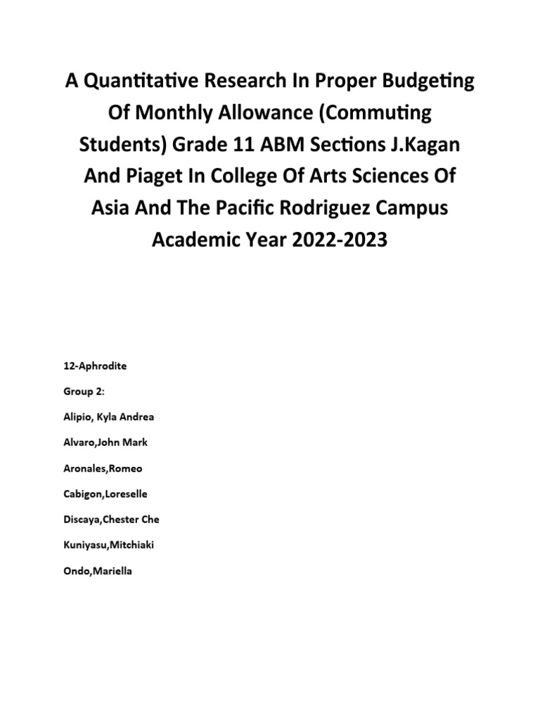 Budgeting Monthly Allowance for Students | PDF | Money | Knowledge