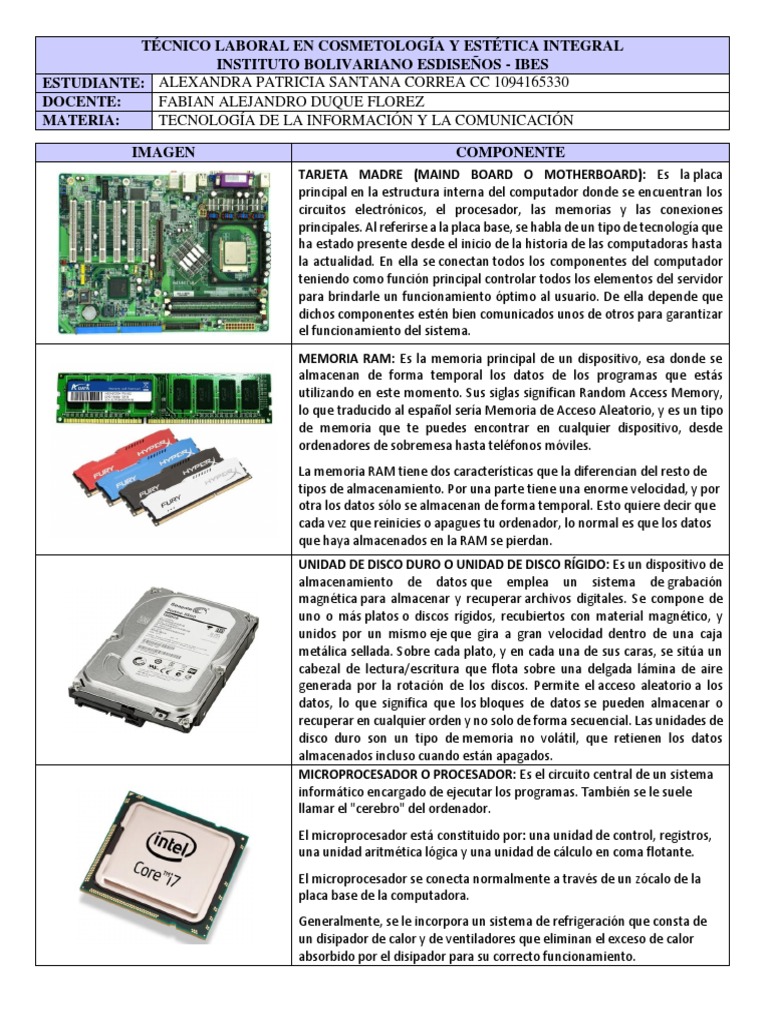 COMPONENTES DE LA CPU (1) | PDF | Almacenamiento de datos de la ...