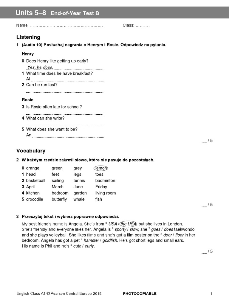 ECA1 - Tests - End-of-Year Test B - New2018 (1) - 230224 - 171651 | PDF