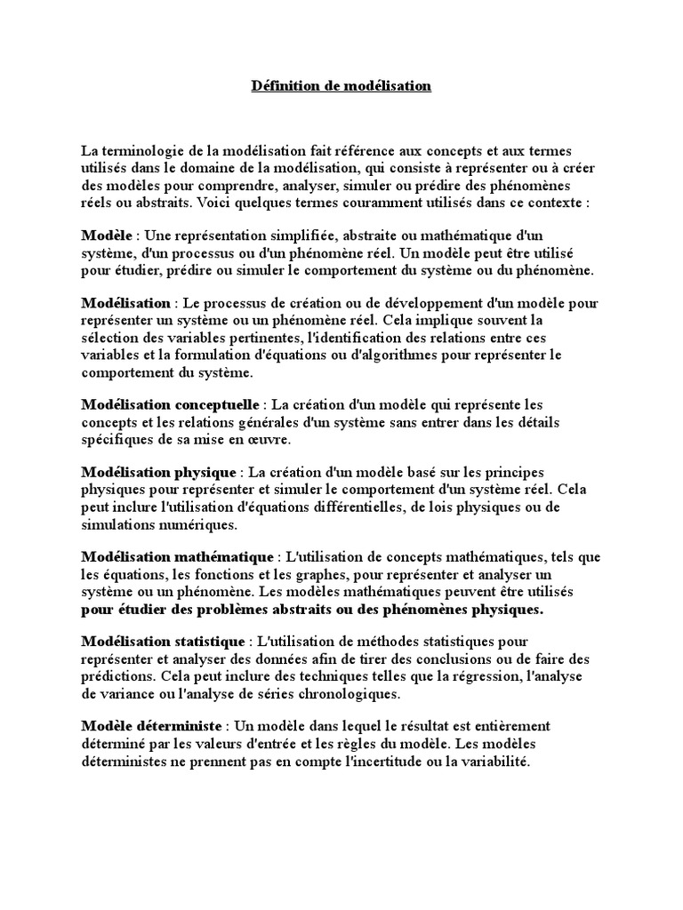 Définition de la modélisation | PDF | Risque opérationnel | Modèle ...