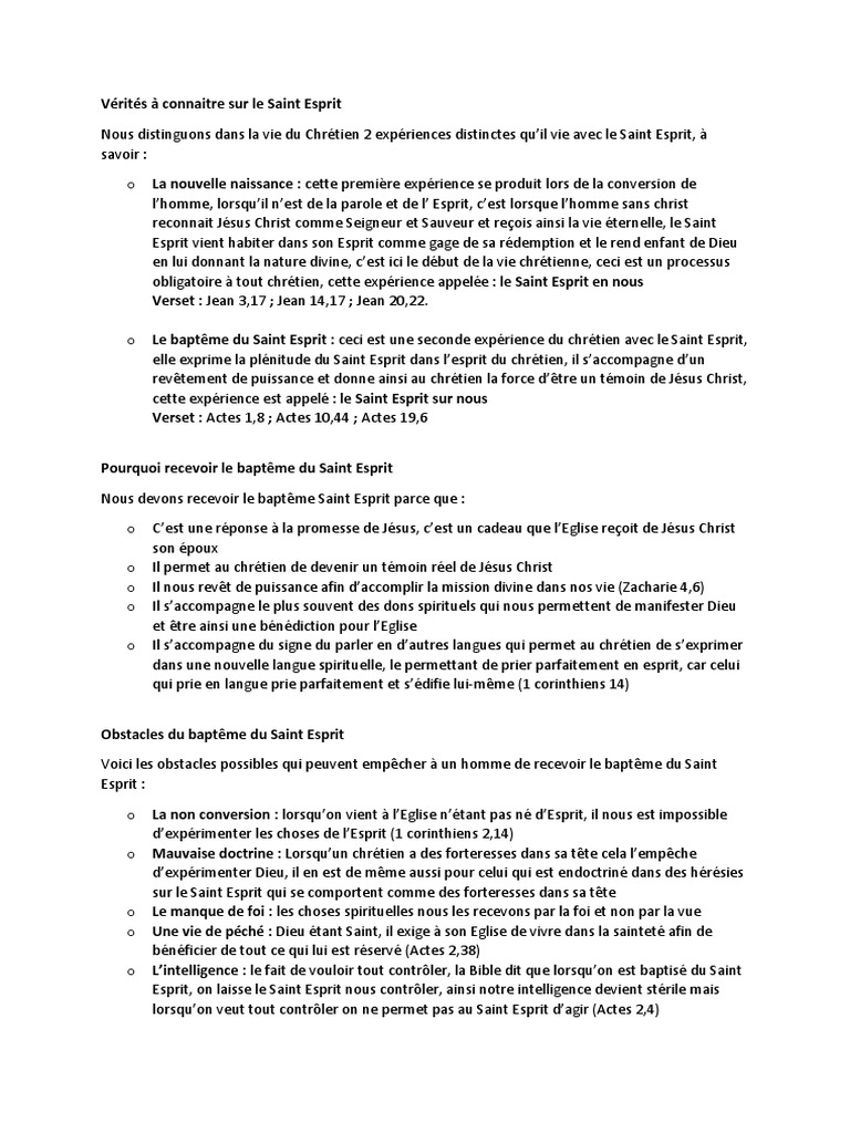 Recevoir le Baptême du Saint Esprit | PDF | Baptisme | Saint-Esprit