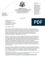 05.25.23 Letter To DOL RE Child Labor Information To HHS