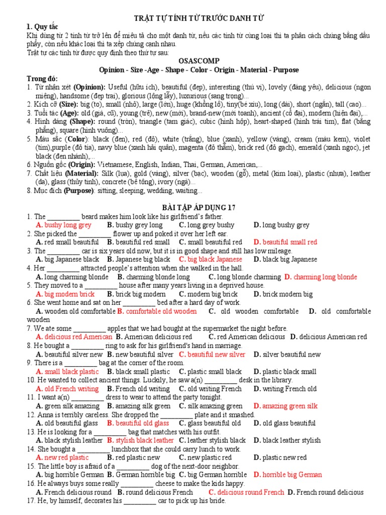 Adjective Order | PDF
