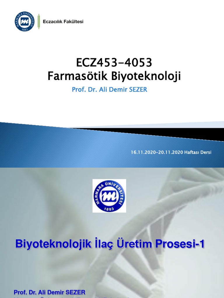 Ders06 Biyoteknolojik Ilac Uretim Prosesi 1 | PDF