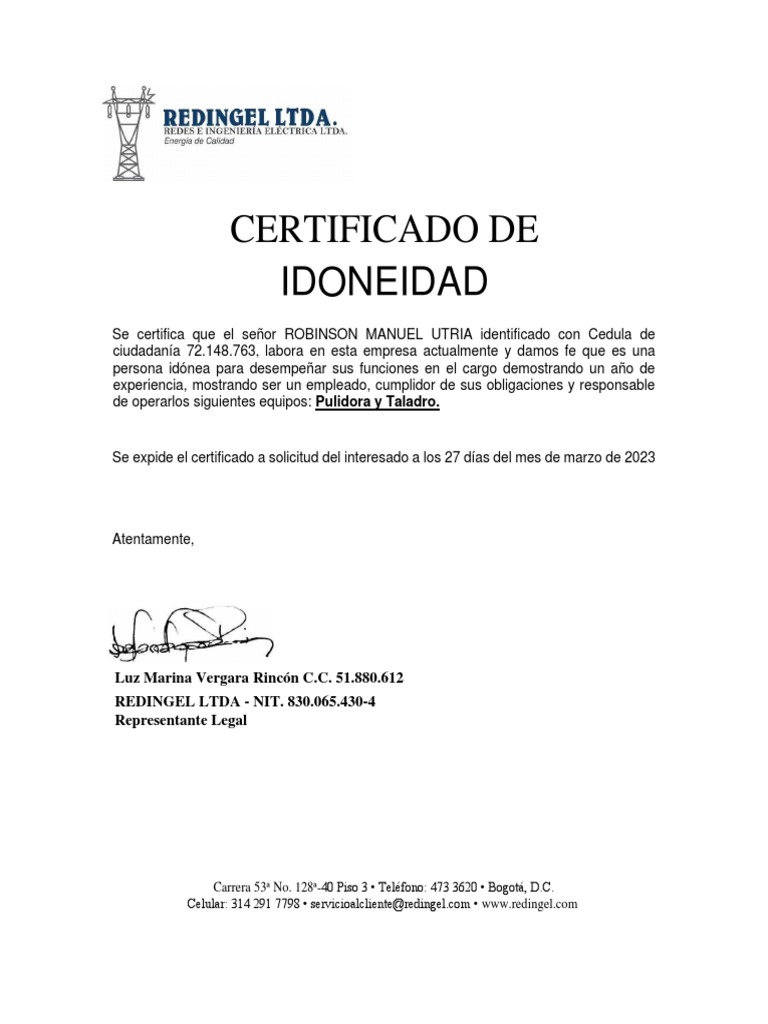 Certificado de Idoneidad Robinson | PDF
