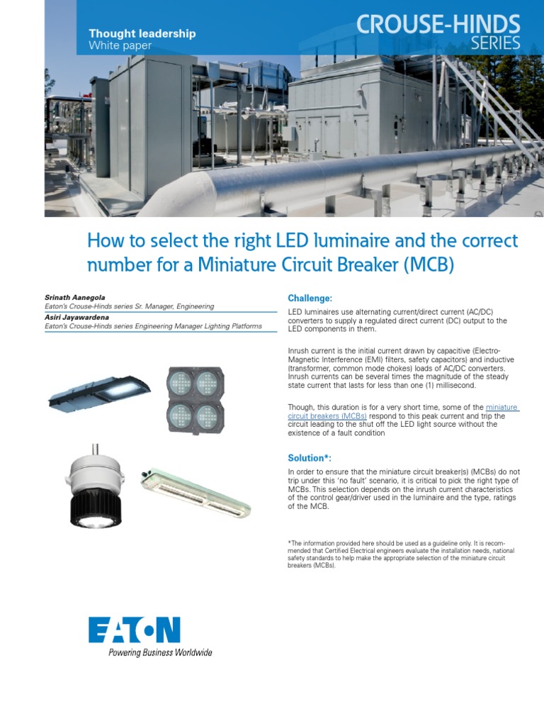 Selecting MCBs for LED Luminaires | PDF | Alternating Current | Direct ...