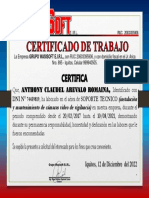 Certificado de Trabajo Anthony