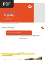 English 3: Unit 13: Recycling Online Session 3