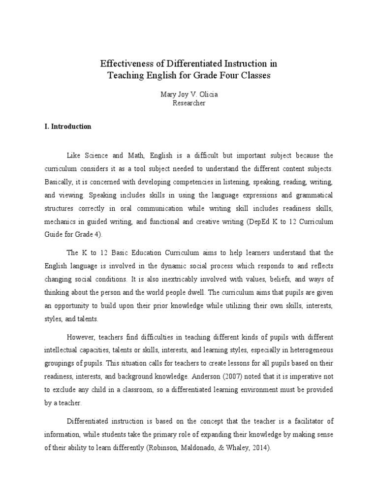 Sample Introduction | PDF | Differentiated Instruction | Teachers