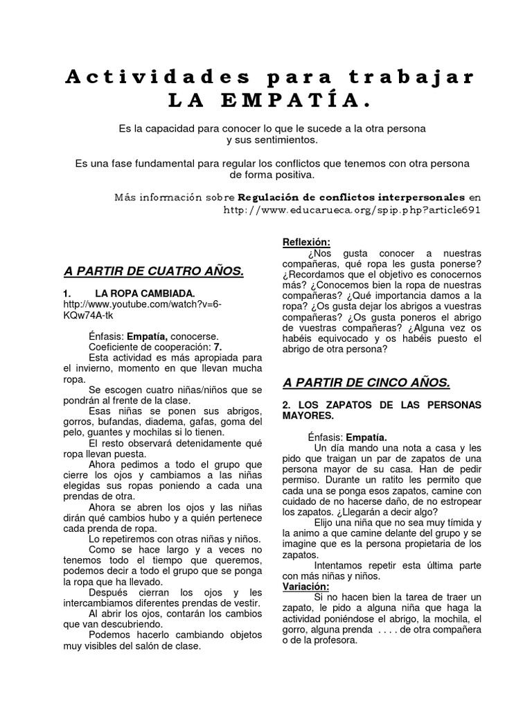 Actividades para Fomentar la Empatía | PDF | Conflicto (proceso) | Ropa