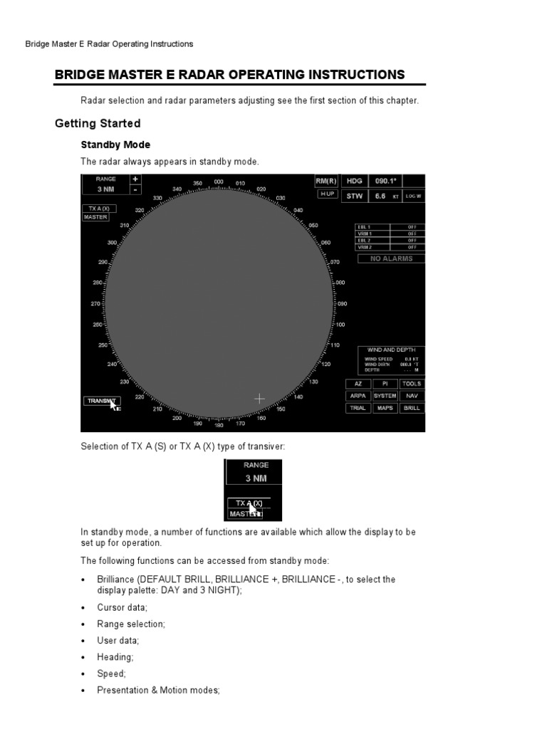 Bridge Master E Operating Instructions | PDF | Radar | Menu (Computing)