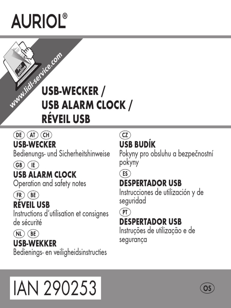 Auriol IAN 290253 Alarm Clock PDF