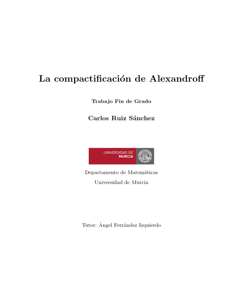 Compactificación de Alexandroff en Topología | PDF | Topología | Tiempo ...