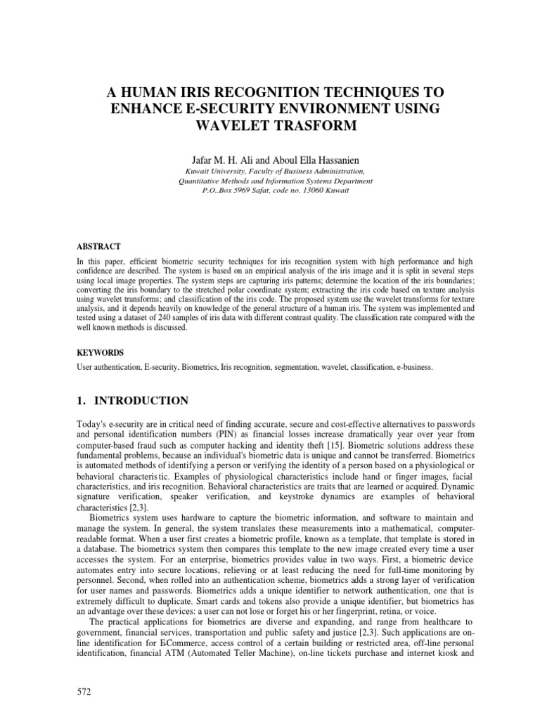 Iris Recognition for Enhanced E-Security | PDF | Biometrics | Automated ...
