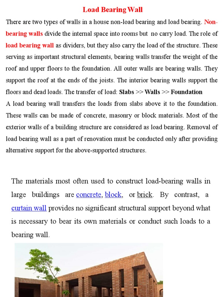 Load Bearing and NonLoad Bearing Wall PDF Masonry Wall