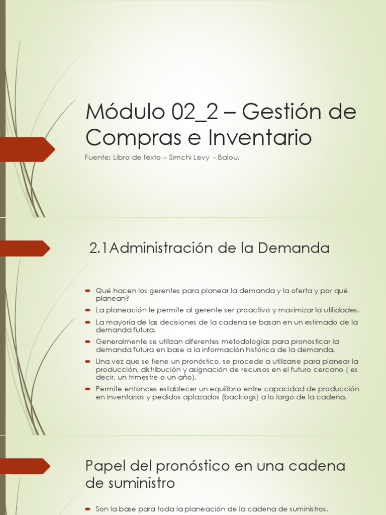 Gestión de Compras e Inventario: Pronósticos | PDF | Inventario ...