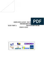 Especificacion Tecnica: Medidores de Energia Electrica Monofasicos de Induccion