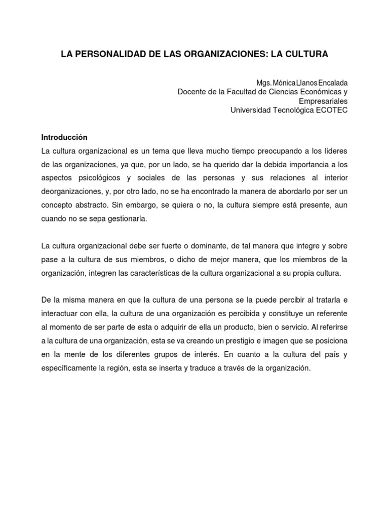 Cultura Organizacional y su Impacto | PDF | Motivacional | Motivación