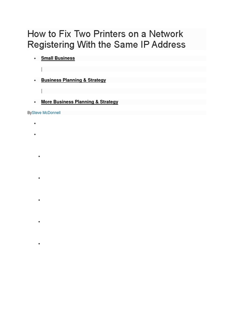Fix Duplicate IP Printers on Network | PDF | Ip Address | Computer Network