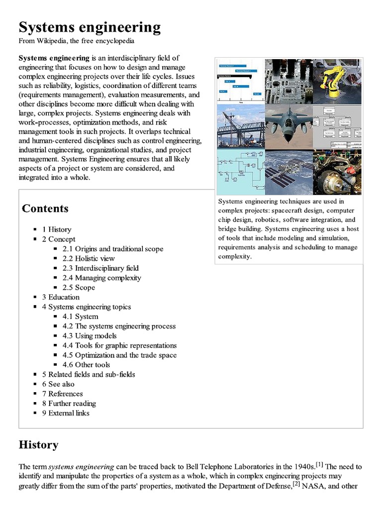 Systems Engineering by Wikipedia | PDF