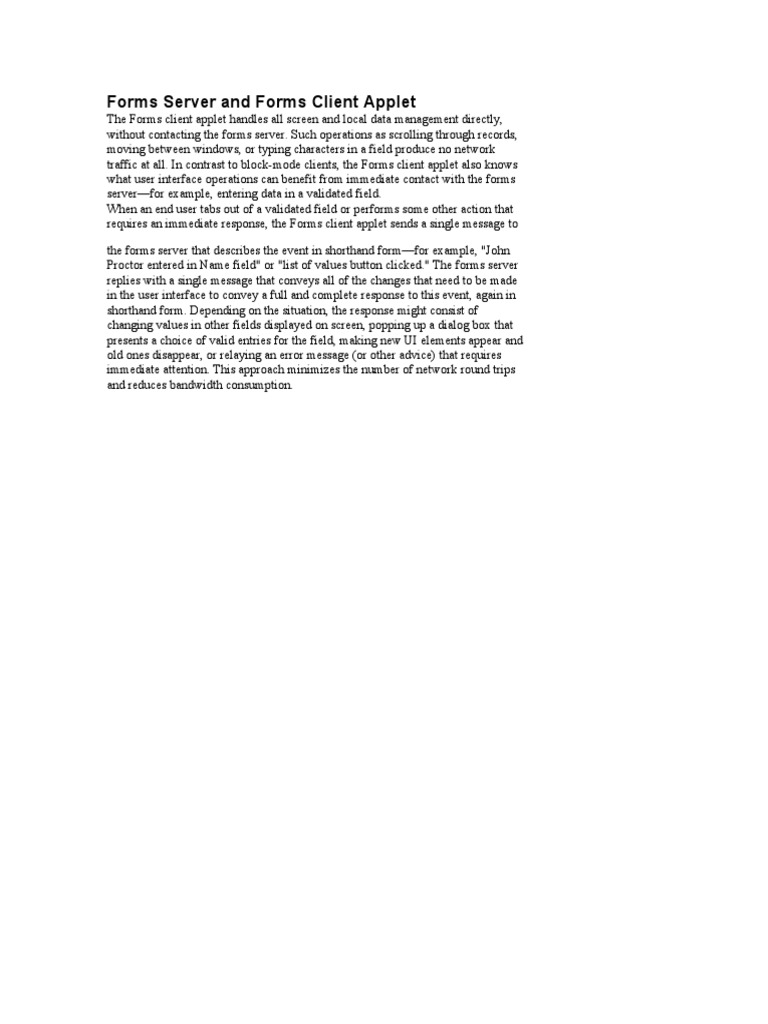 Forms Server and Forms Client Applet PDF