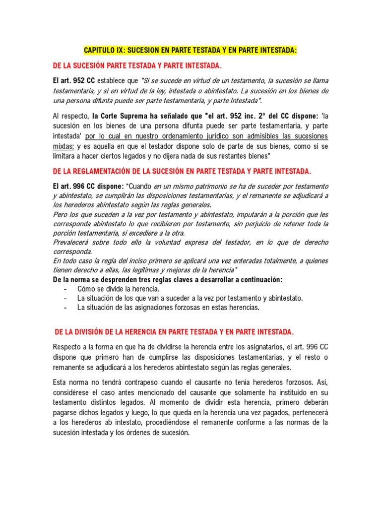 5 Sucesion en Parte Testada y en Parte Intestada | PDF | Herencia ...