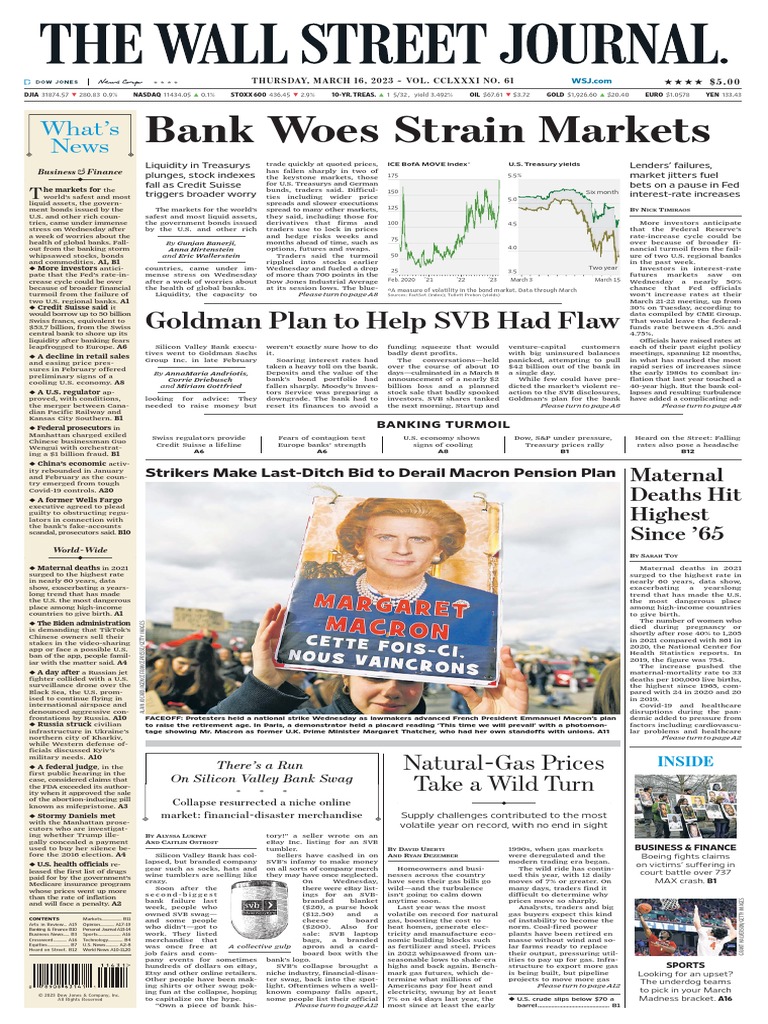 The Wall Street Journal - 16.03.2023 | PDF | Market Liquidity | Bonds  (Finance)