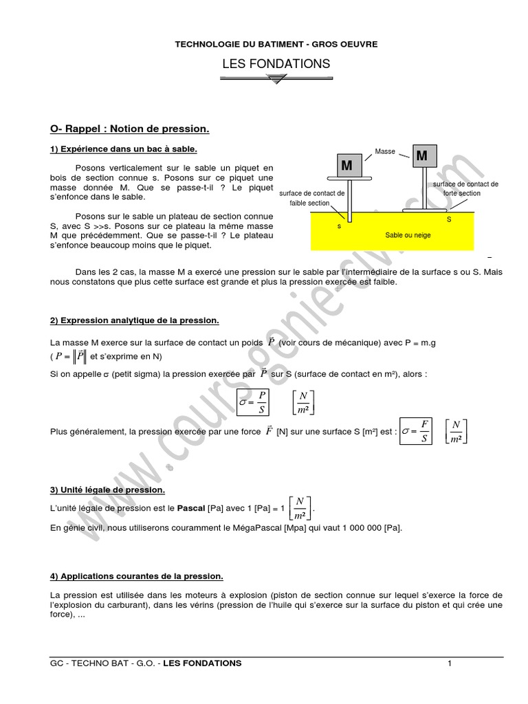 Fondations : Pression et Dimensionnement | PDF | Fondation profonde ...