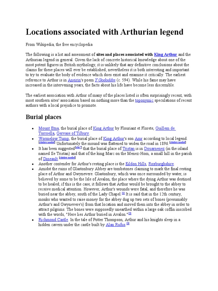 Arthurian Legend: Key Locations | PDF | Camelot | Merlin