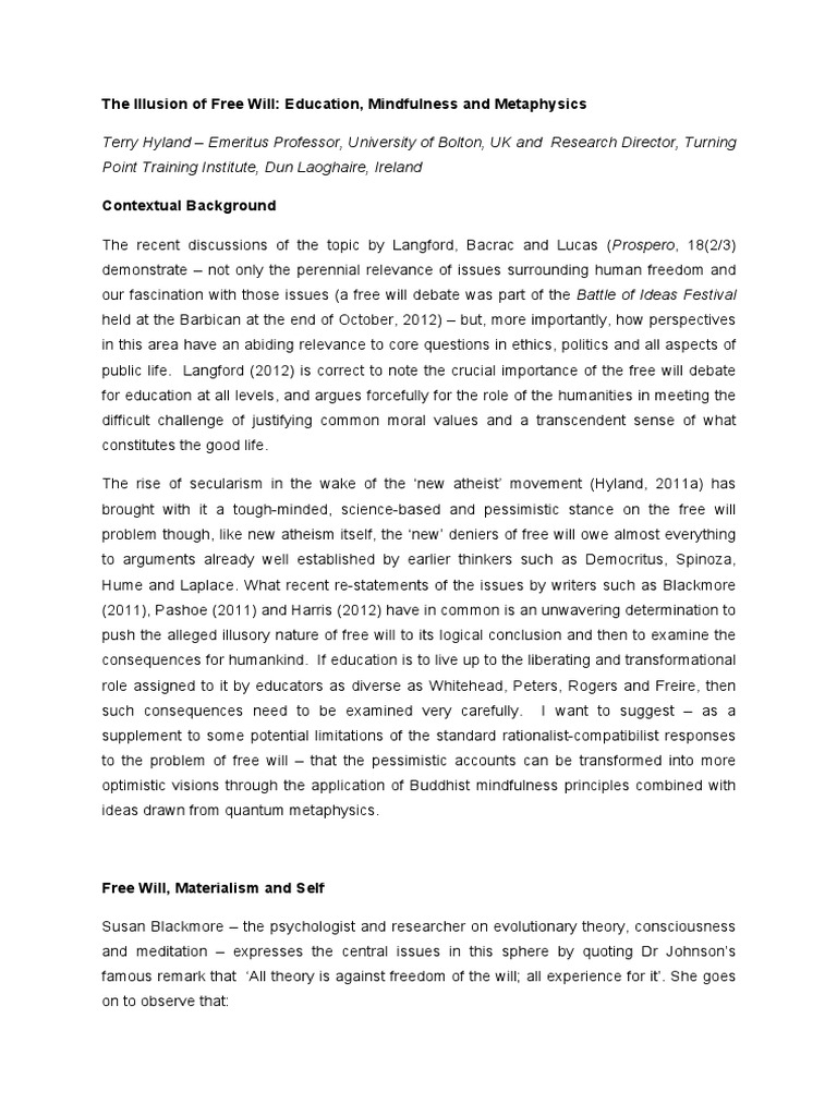 The Illusion of Free Will | PDF | Free Will | Experience