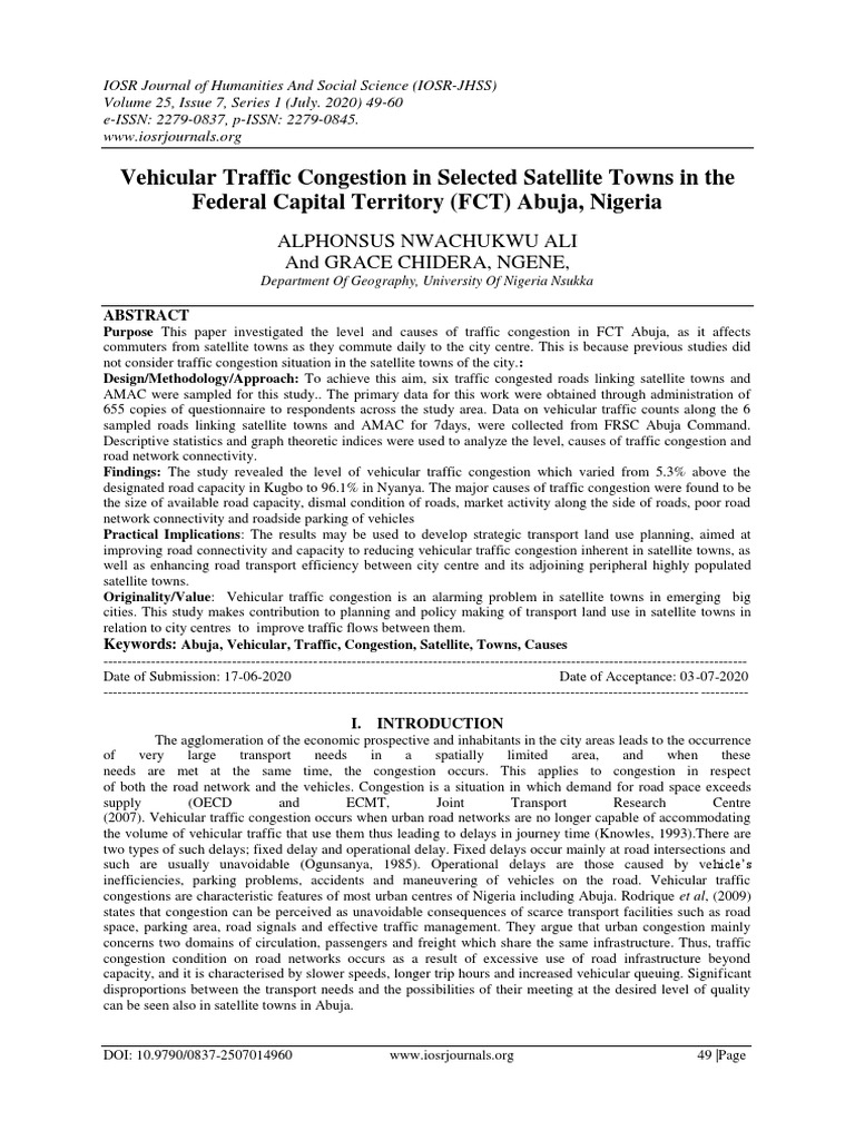 Traffic Congestion in Abuja's Satellite Towns | PDF | Traffic ...