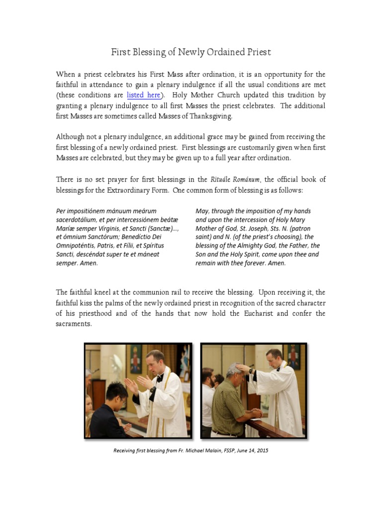 First Blessing of a Newly Ordained Priest | PDF
