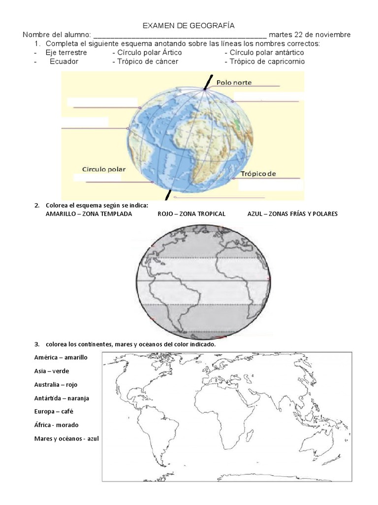 Examen de Geografía Bloque 1 5to Grado 2022 | PDF