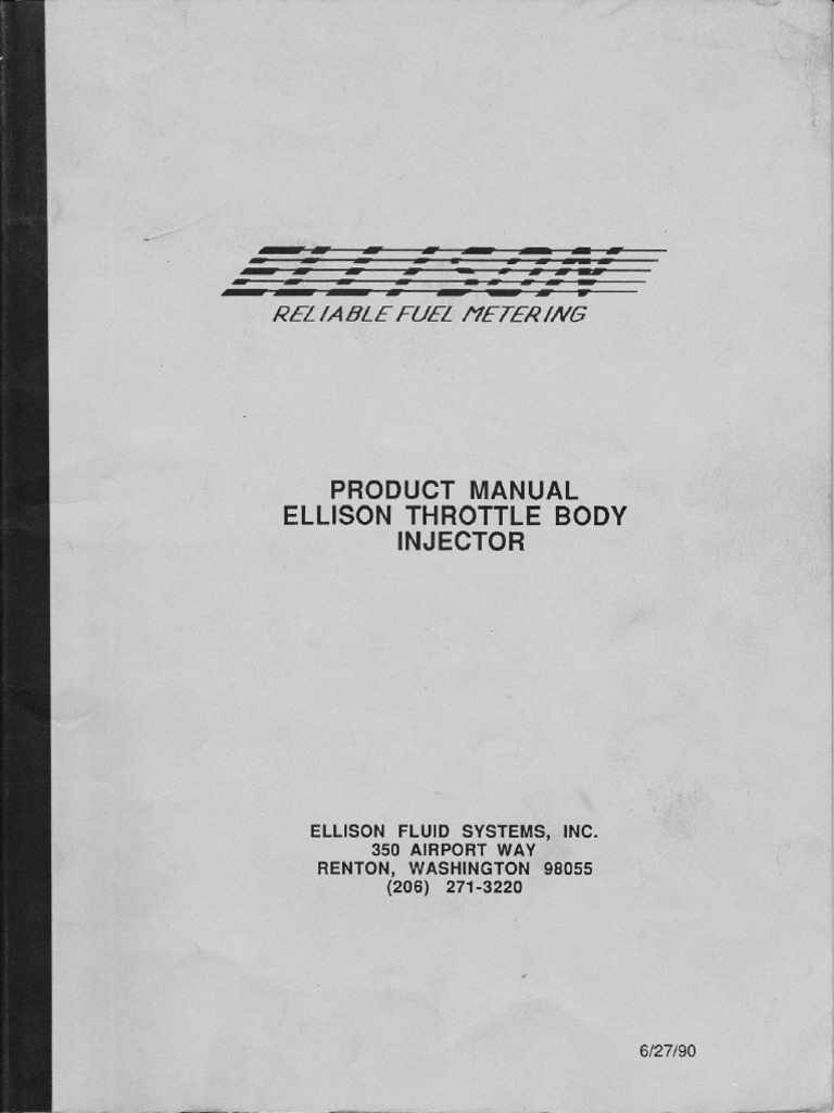 Ellison Throttle Body Injector Manual PDF Throttle Carburetor