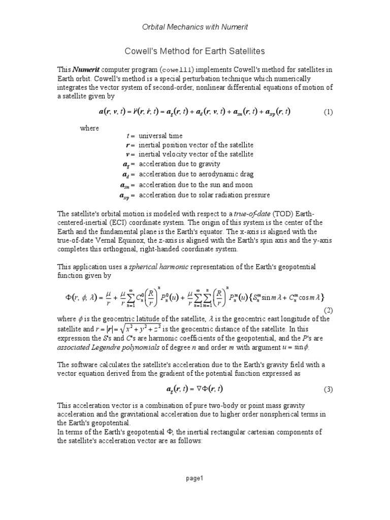 Cowell's Method for Satellite Orbits | PDF | Shadow | Moon