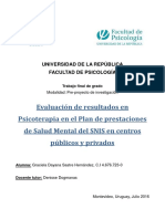 Evaluacion de Resultados de Psicoterapia Del Snis