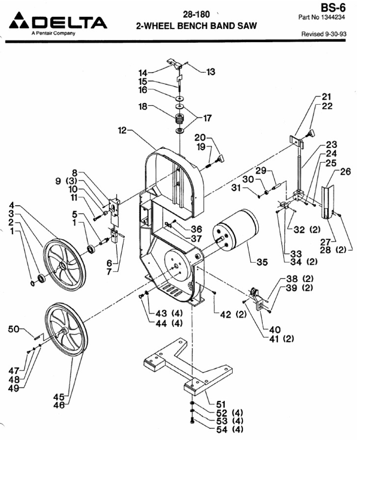 Delta 28180 Bandsaw Parts Manual PDF Screw Manufactured Goods
