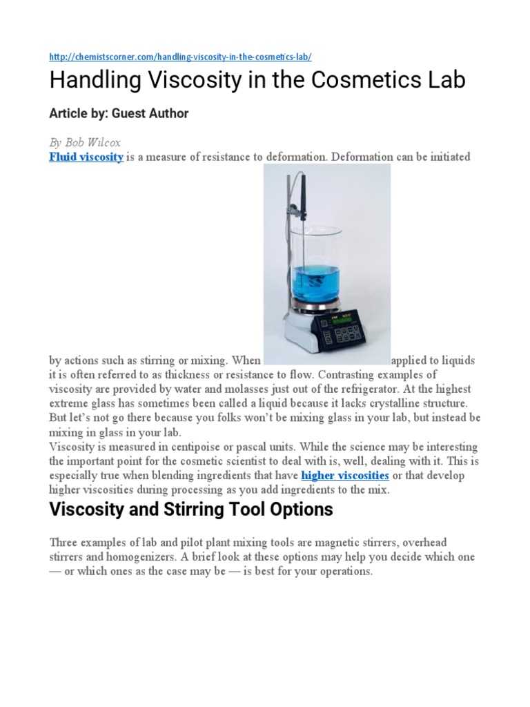 Handling Viscosity in The Cosmetics Lab PDF Viscosity Electric Motor