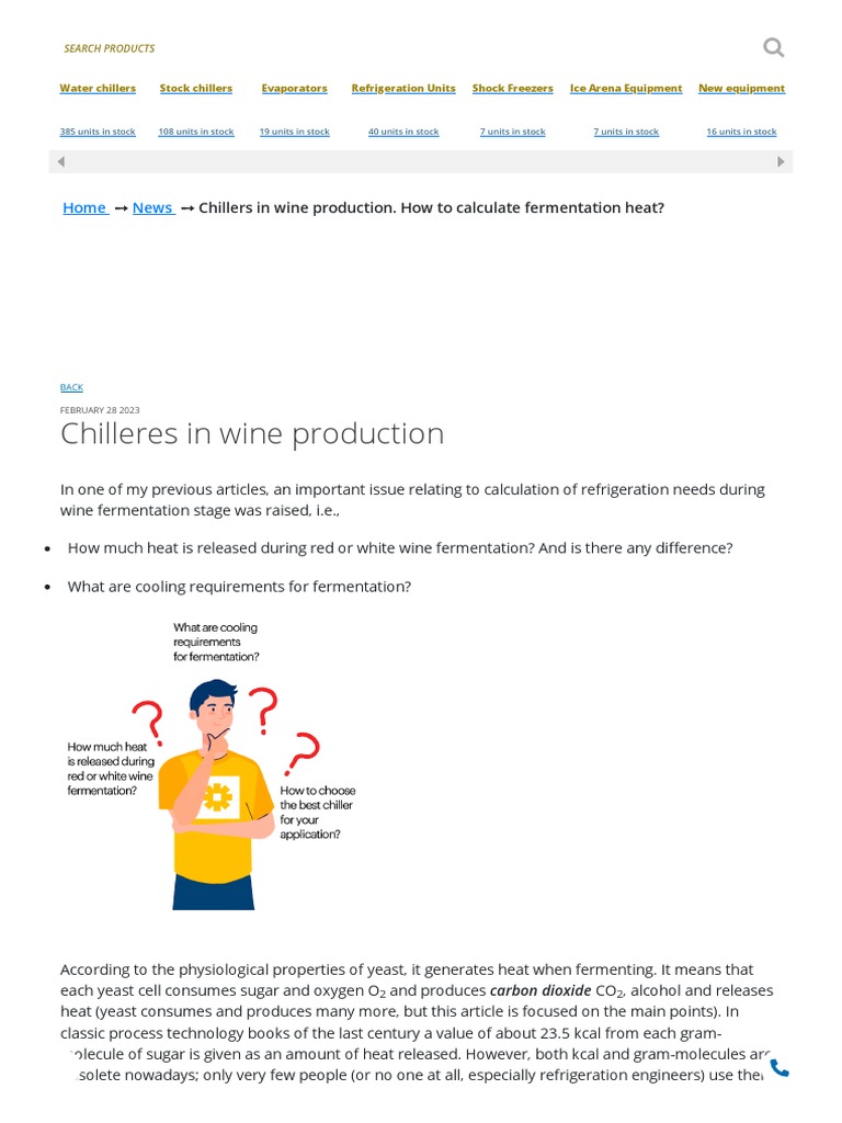 Chilleres in Wine Production. How To Calculate Fermentation Heat PDF