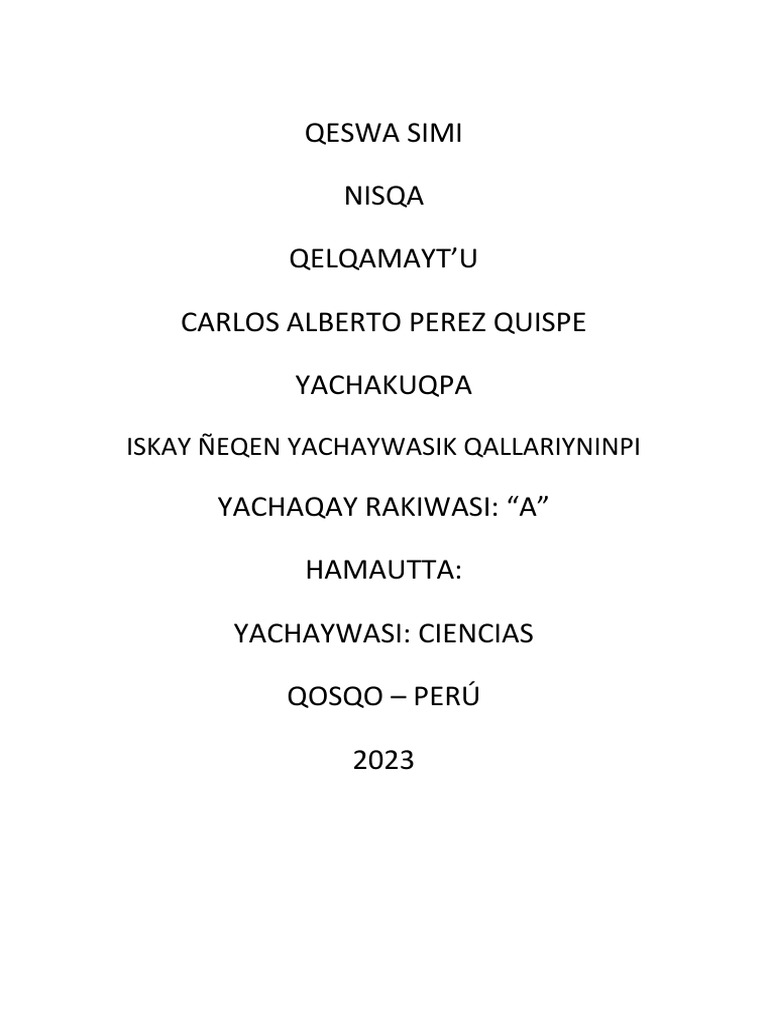 Caratula Quechua PDF