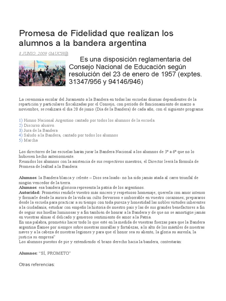 Promesa de Lealtad a la Bandera Argentina | PDF | Bandera