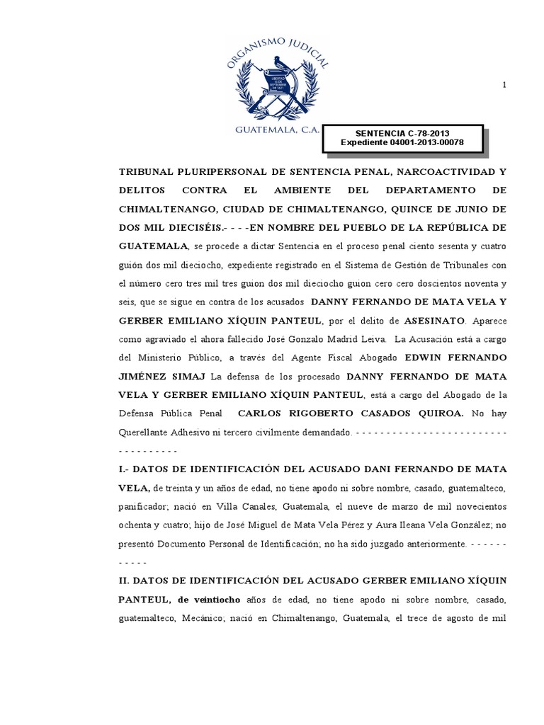 Sentencia Penal | Descargar gratis PDF | Evidencia (ley) | Derecho penal