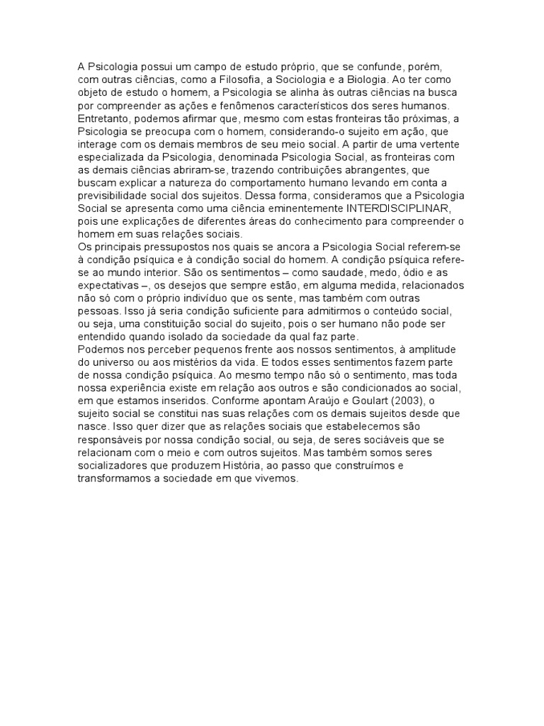 A condição da ciência psicológica | PDF