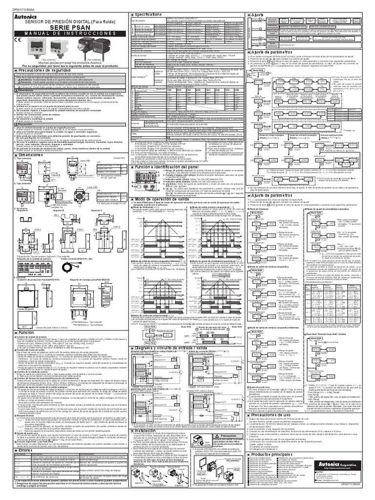 Manual de Instrucciones PSAN Autonics | PDF | Transistor de unión ...
