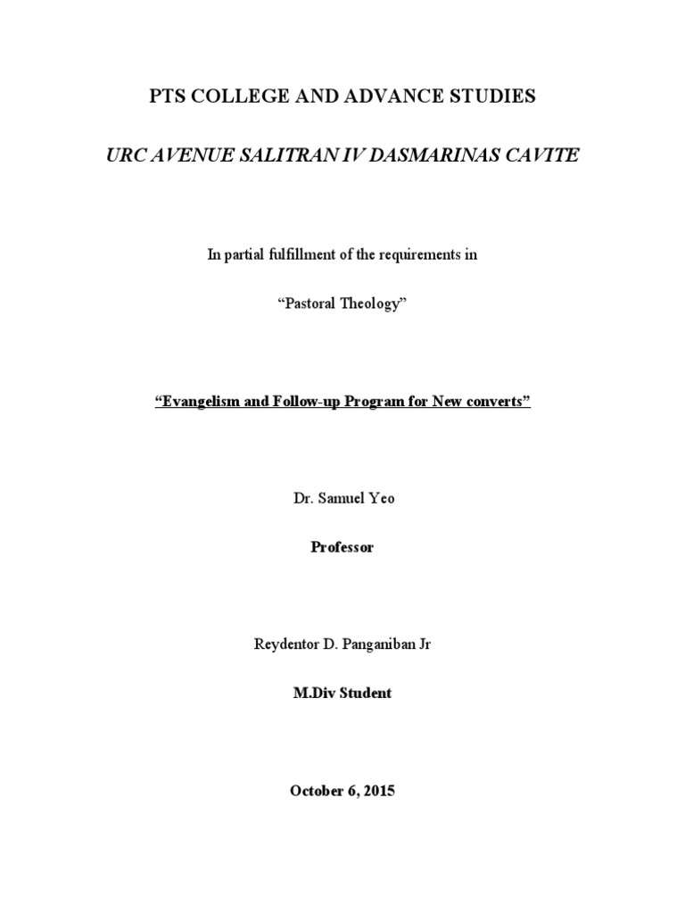 Evangelism and Follow-Up Strategies | PDF | Jesus | The Gospel