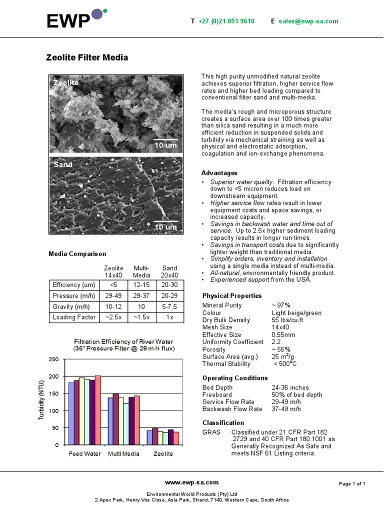 SPEC Zeolite Filter Media PDF Filtration Zeolite