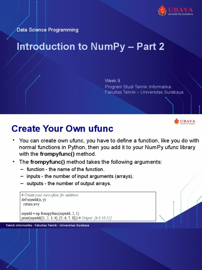 Week 9 - Introduction To Numpy - Part 2 | PDF | Computer Science ...