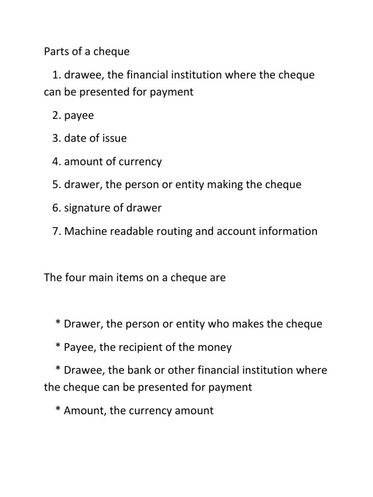 Understanding Cheque Components | PDF | Cheque | Financial Services