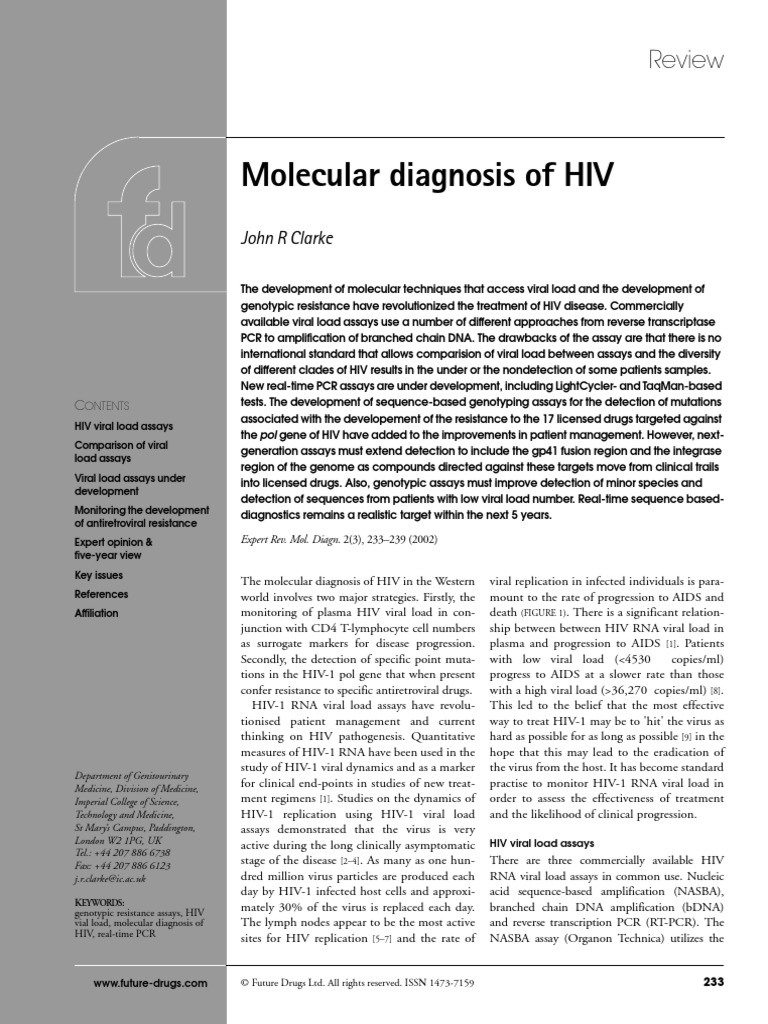 HIV Viral Load Assays: A Comprehensive Review | PDF | Hiv | Management ...