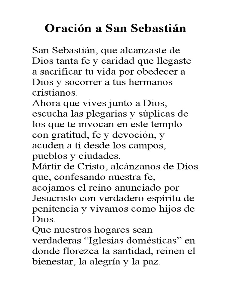 Oración A San Sebastián PDF